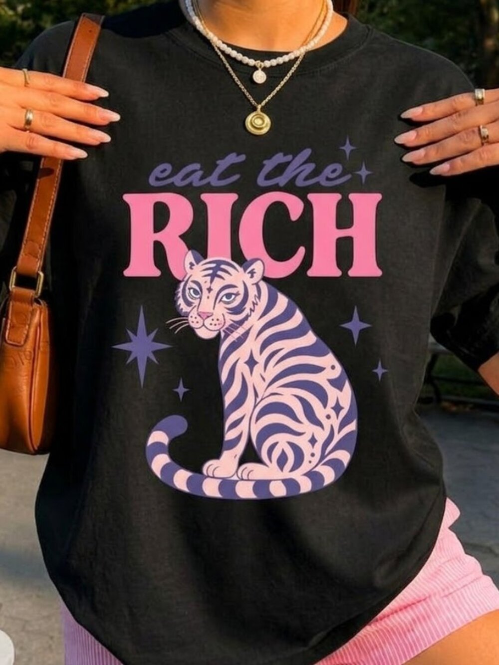Eat The Rich Tiger Anti Capitalist Protest Graphic Tee